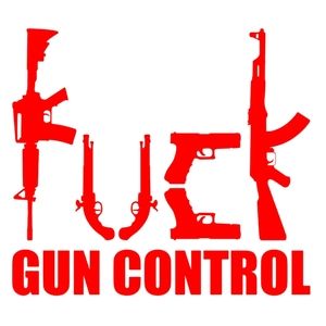Red 6Wx5.2H FUCK GUN CONTROL Premium permanent vinyl decal